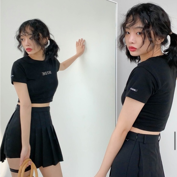 mixxmix black baby tee and garter skirt set size small - Picture 8 of 8